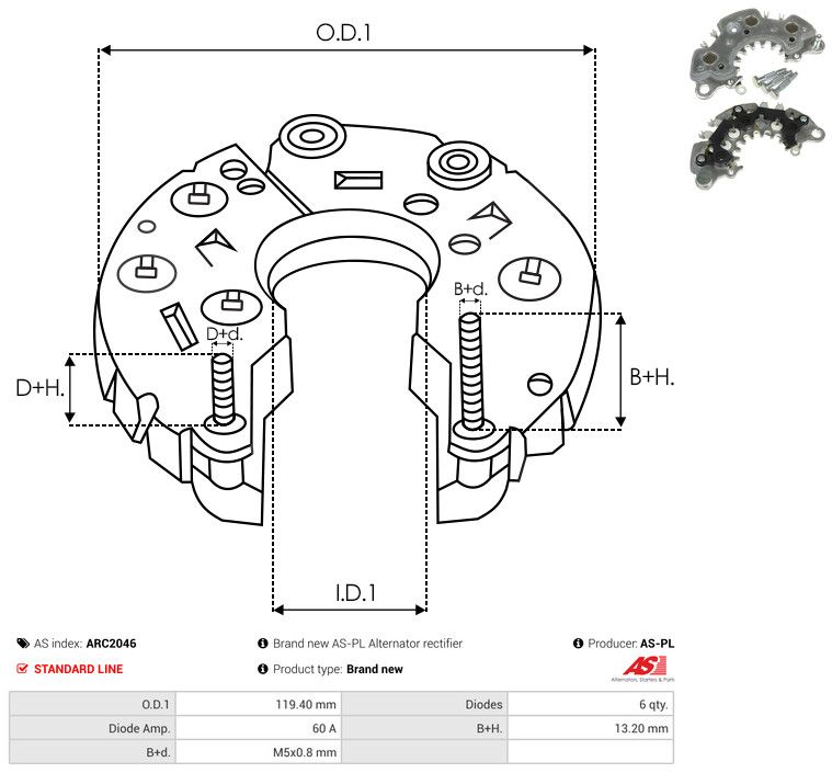 AS-PL ARC2046 Rectifier, alternator