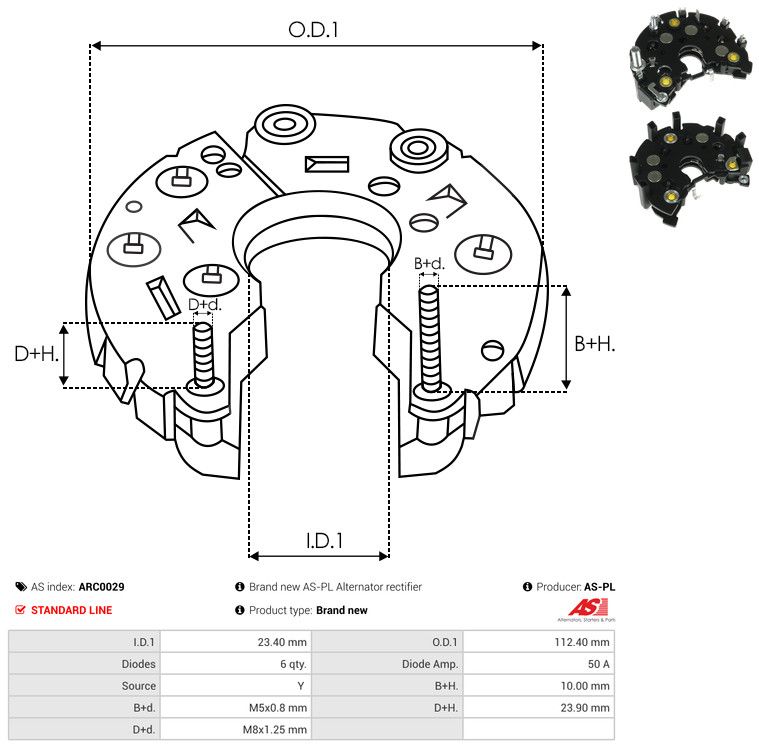 AS-PL ARC0029 Rectifier, alternator