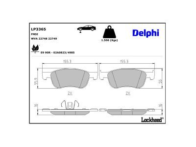 DELPHI LP3365 Brake Pad Set, disc brake