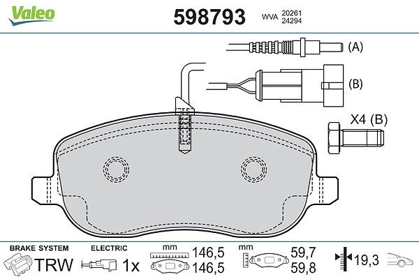 комплект спирачно феродо, дискови спирачки VALEO