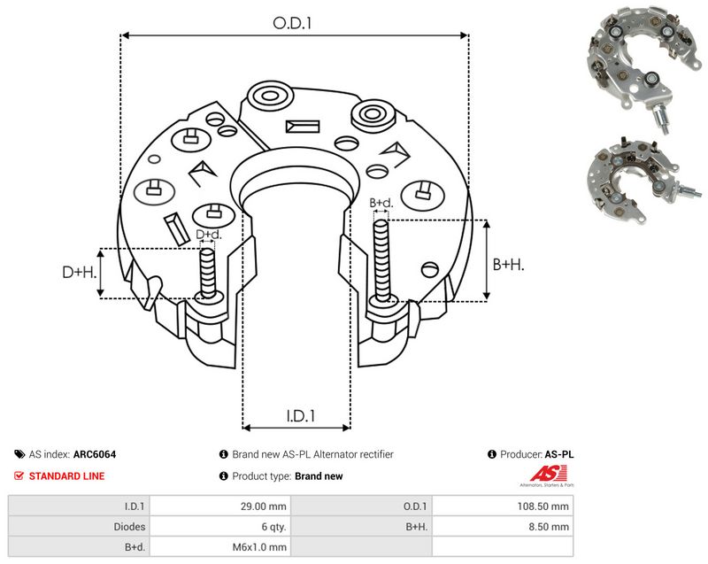 AS-PL ARC6064 Rectifier, alternator