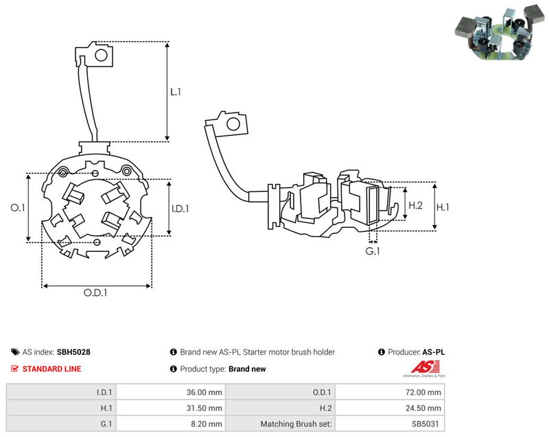 AS-PL SBH5028 Holder, carbon brushes