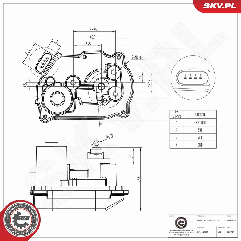 ESEN SKV 95SKV458 Turbinos valdymo vožtuvas