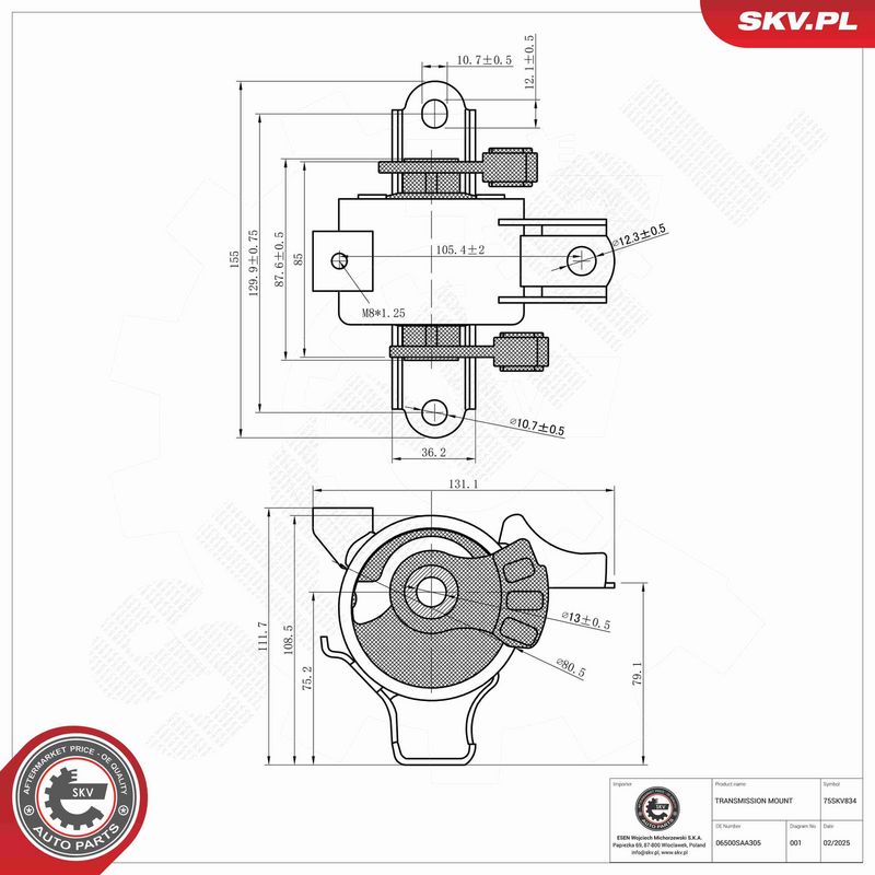 ESEN SKV 75SKV834 Mounting, automatic transmission