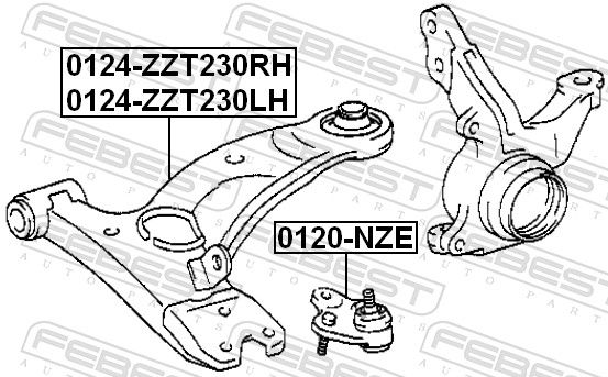 FEBEST 0124-ZZT230LH Control/Trailing Arm, wheel suspension