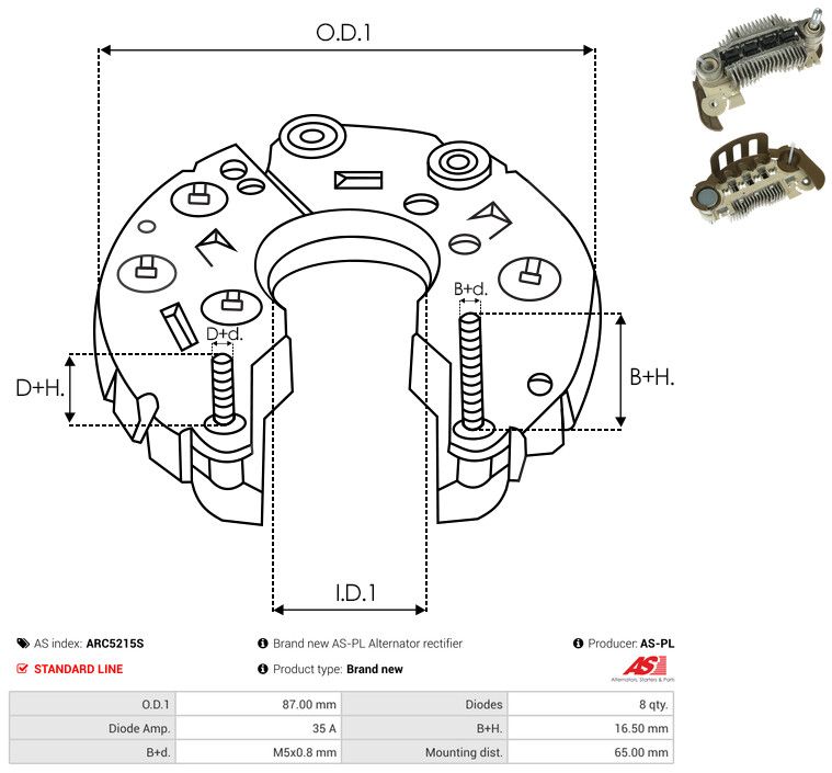 AS-PL ARC5215S Rectifier, alternator