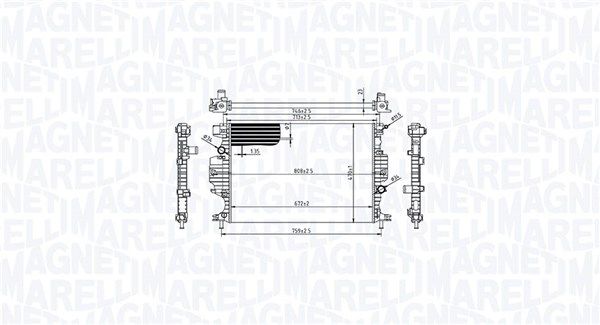 Радіатор, система охолодження двигуна, Magneti Marelli 350213215800