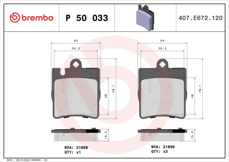 Remblokken set Achter , past: MERCEDES C (CL203), C T-MODEL (S203), C (W203), CLC (CL203), CLK (A208), CLK (A209), CLK (C208), CLK (C209), E (A124), E (C124), E T-MODEL (S210) 1.8-5.0 05.94-06.11
