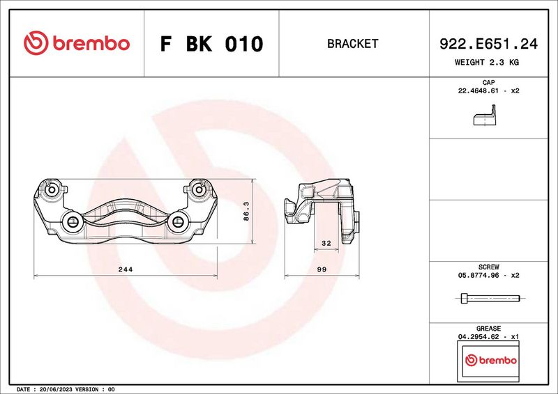 BREMBO F BK 010 Brake Caliper Bracket Set
