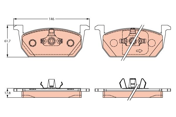 Комплект гальмівних накладок, дискове гальмо, Trw GDB2266