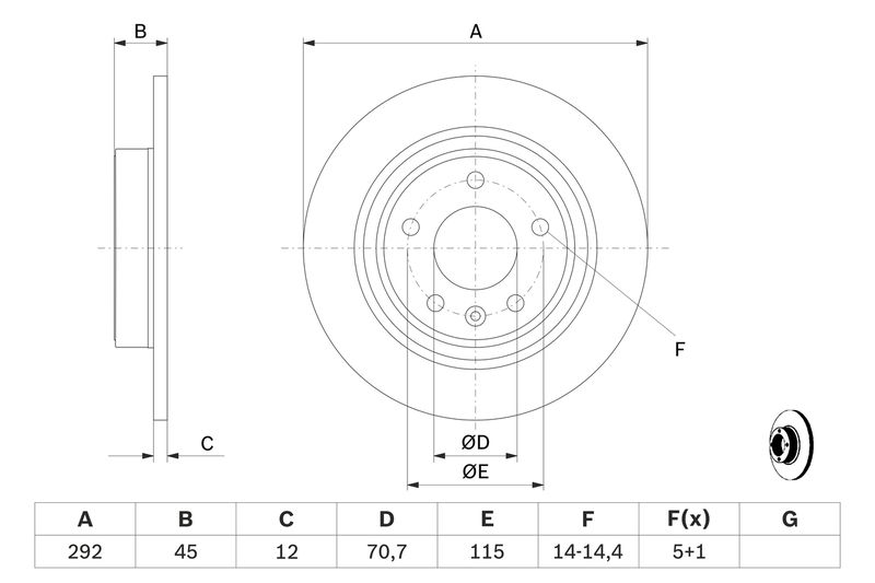 BOSCH OPEL диск гальм.задн.Astra J, Chevrolet Cruze 16&quot;