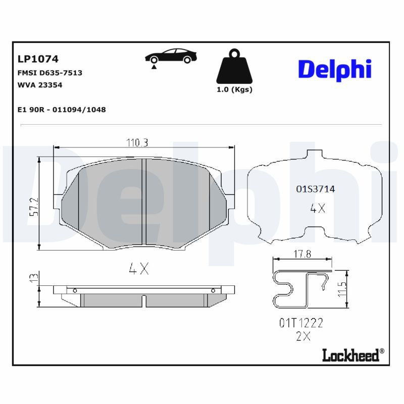 комплект спирачно феродо, дискови спирачки DELPHI