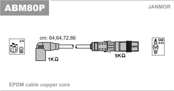 Комплект проводів високої напруги, Janmor ABM80P