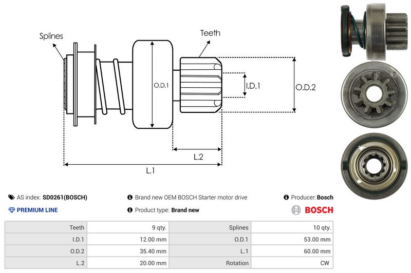 AS-PL SD0261(BOSCH) Freewheel Gear, starter
