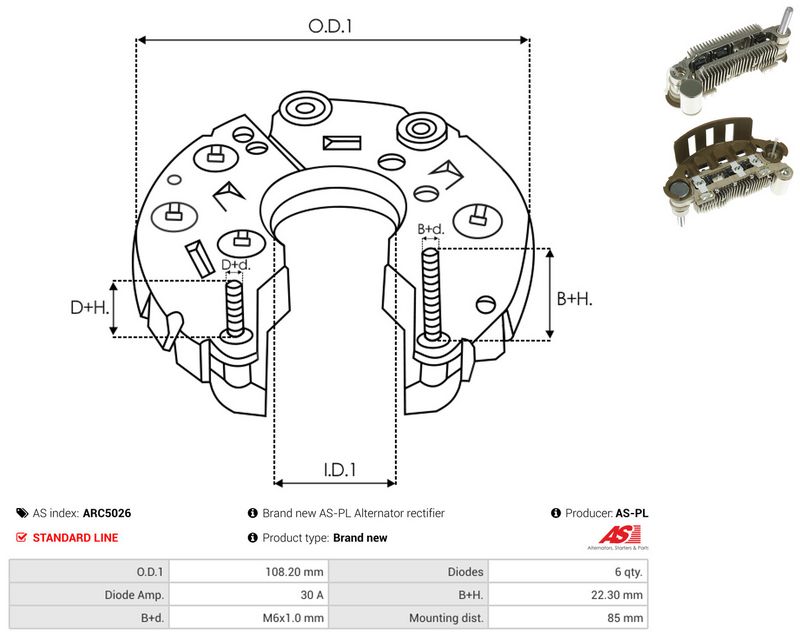 AS-PL ARC5026 Rectifier, alternator