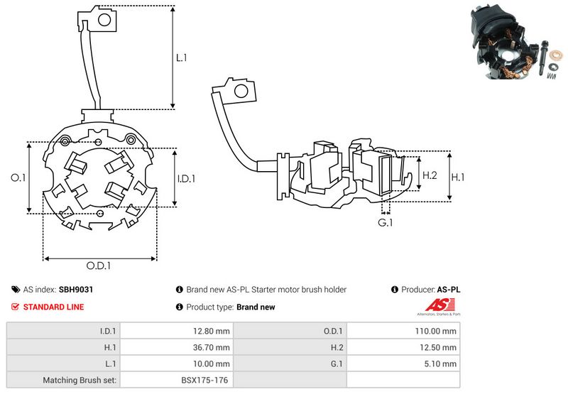 AS-PL SBH9031 Holder, carbon brushes