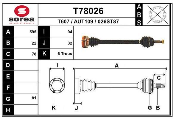 EAI hajtótengely T78026