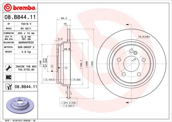 Гальмівний диск, Brembo 08.B844.11