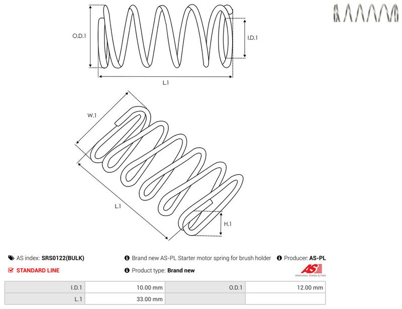 AS-PL SRS0122(BULK) Repair Kit, starter
