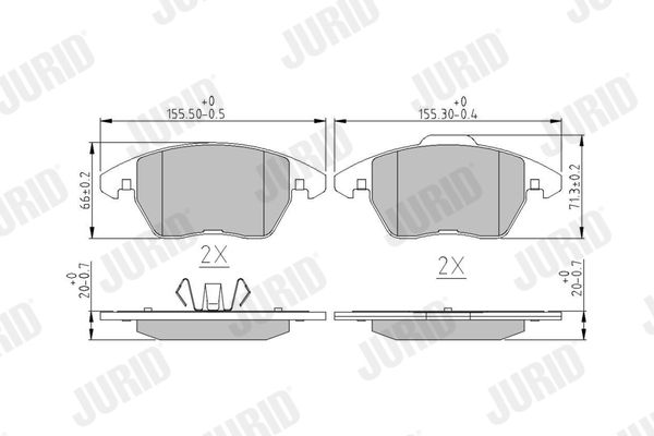 JURID AUDI гальм колодки передній A1 1.8 TFSI 15-18, SEAT IBIZA IV SC 1.8 TSI Cupra 15-16, Volkswagen BEETLE 2.0 TDI 1