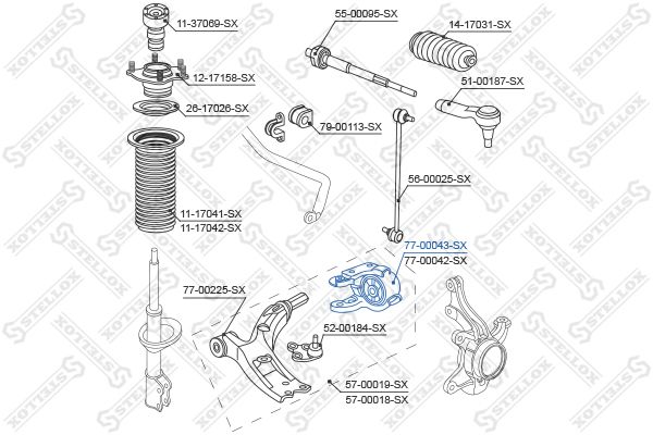 STELLOX 77-00043-SX Mounting, control/trailing arm