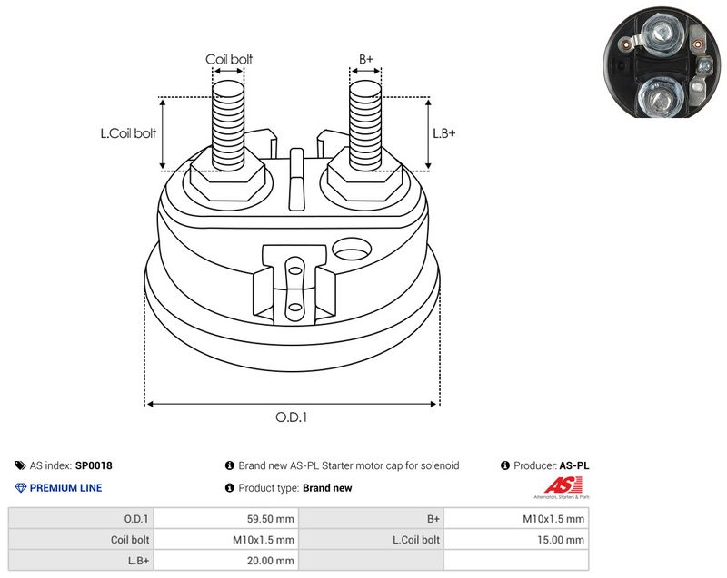 AS-PL SP0018 Cap, starter relay