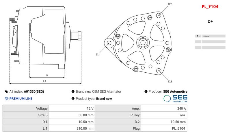 Brand new OEM SEG Alternator