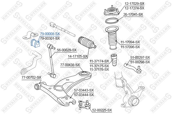 STELLOX 79-00008-SX Mounting, stabiliser bar