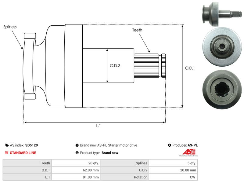 AS-PL SD5120 Pinion, starter