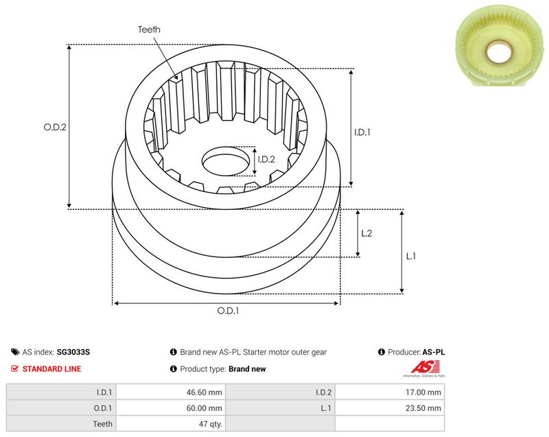 Remondikomplekt, Starter, AS-PL SG3033S