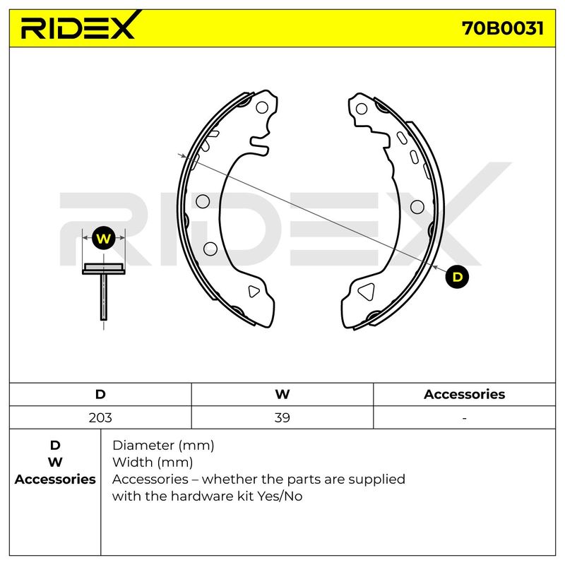 комплект спирачна челюст RIDEX