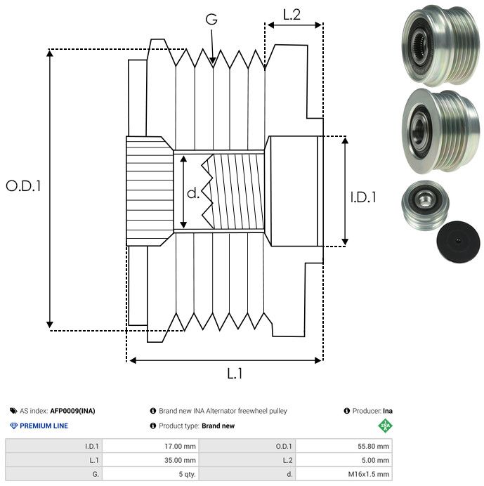 AS-PL AFP0009(INA) Alternator Freewheel Clutch