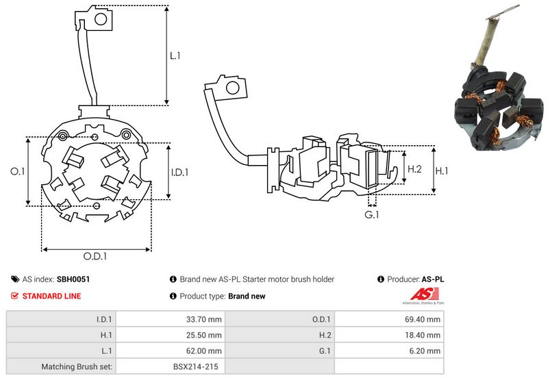 AS-PL SBH0051 Holder, carbon brushes