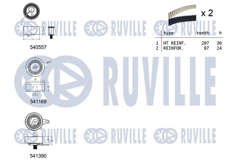 Комплект зубчастих ременів, Ruville 550383