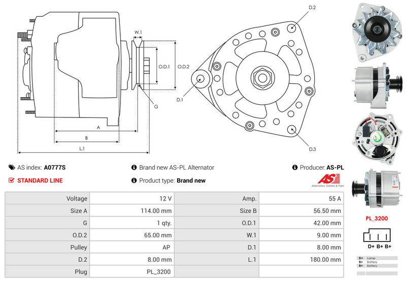 AS-PL A0777S Alternator