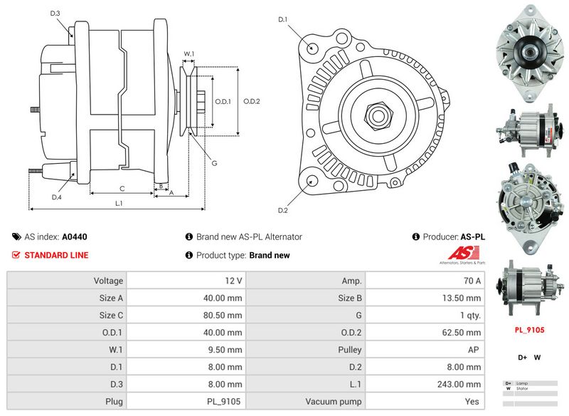 AS-PL A0440 Alternator