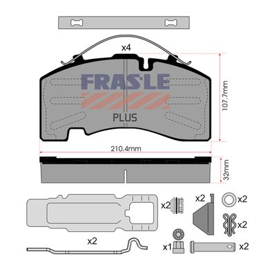 Sada brzdových destiček, kotoučová brzda PD/147-K023-PLUS