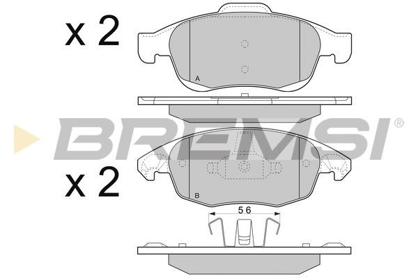 Комплект гальмівних накладок, дискове гальмо, Bremsi BP3329