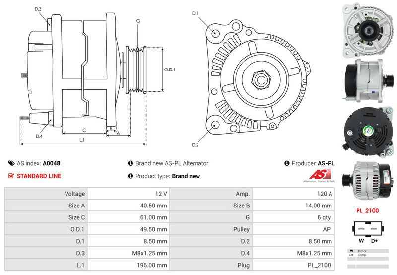 AS-PL A0048 Alternator