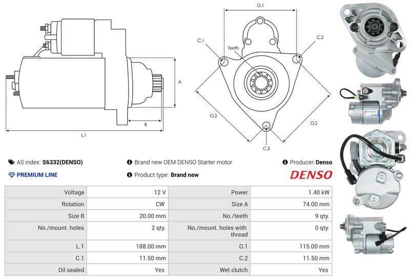 AS-PL S6332(DENSO) Starter