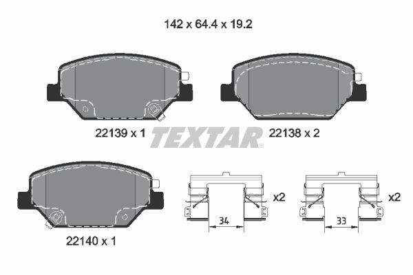 TEXTAR fékbetétkészlet, tárcsafék 2213901