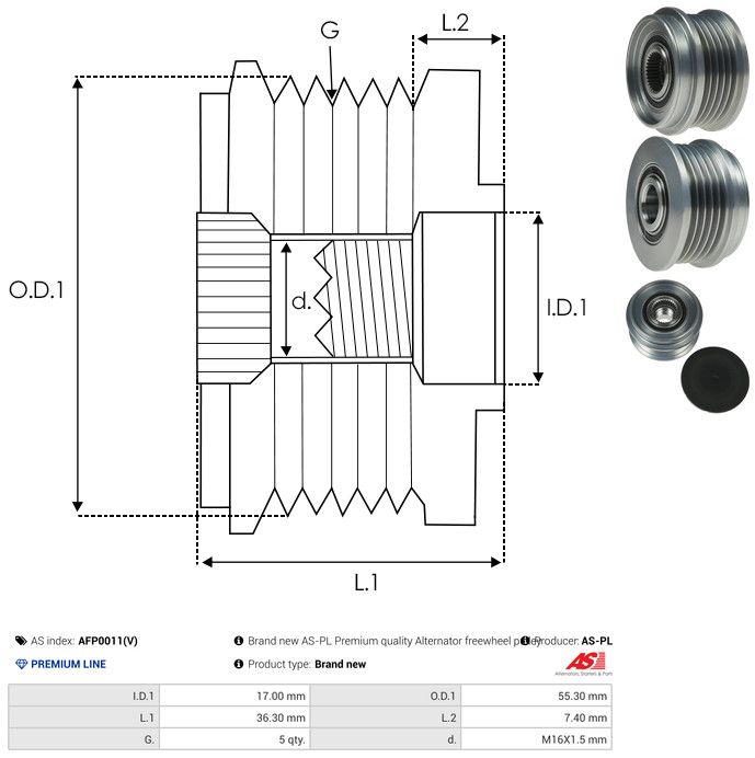 AS-PL AFP0011(V) Alternator Freewheel Clutch