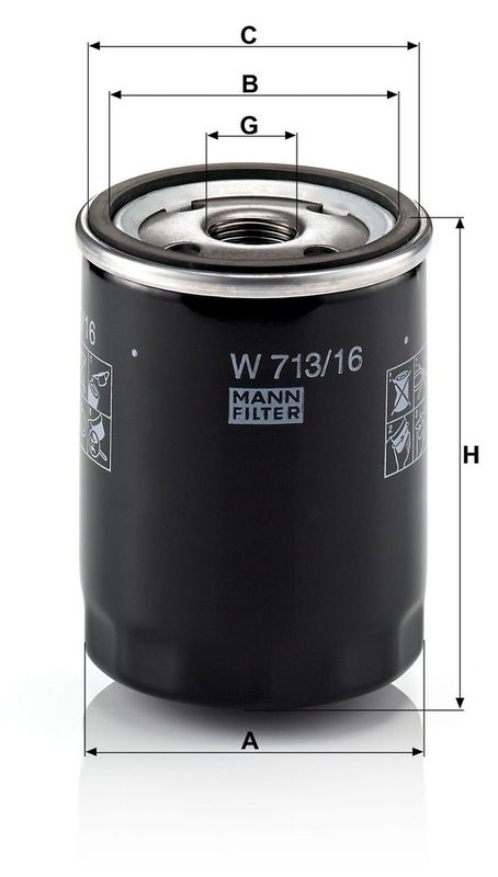 Õlifilter, MANN-FILTER W 713, 16