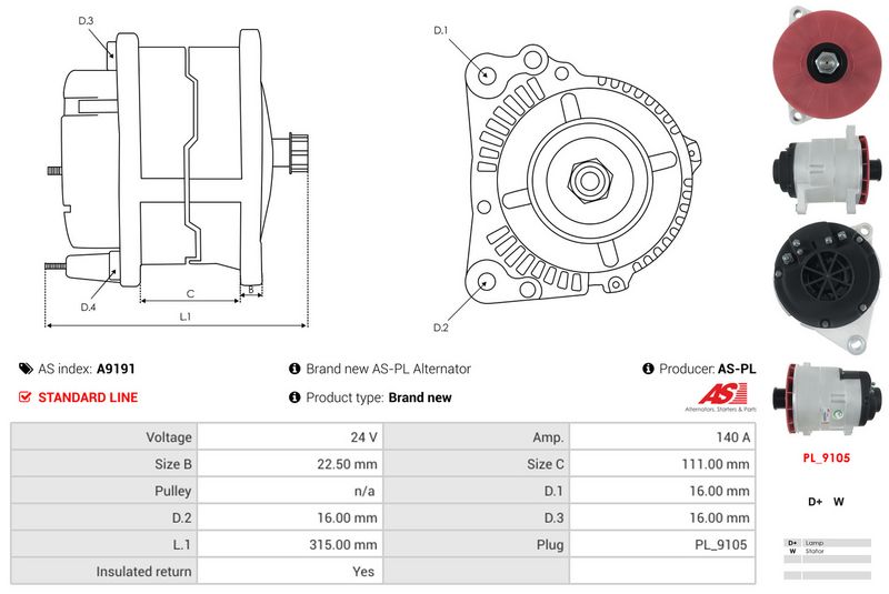 AS-PL A9191 Alternator