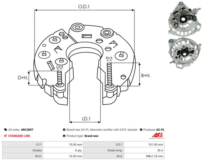 AS-PL ARC3097 Rectifier, alternator