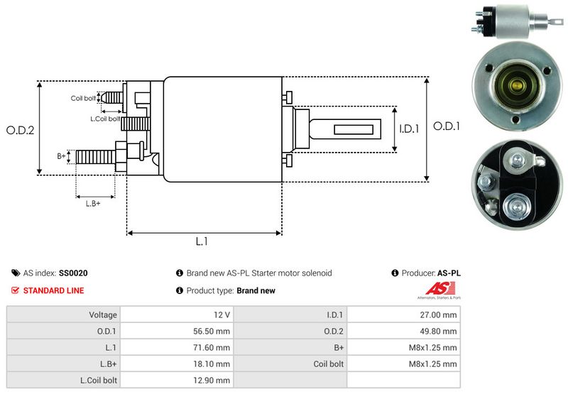 AS-PL SS0020 Solenoid Switch, starter