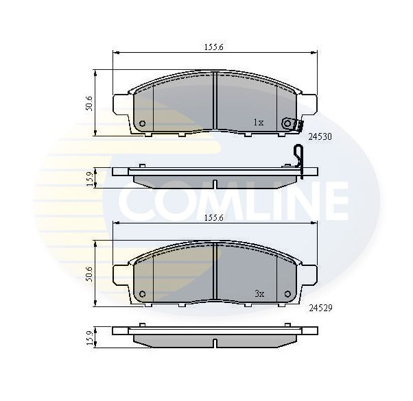 Комплект гальмівних накладок, дискове гальмо, Comline CBP31584