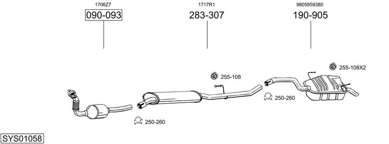 BOSAL kipufogórendszer SYS01058