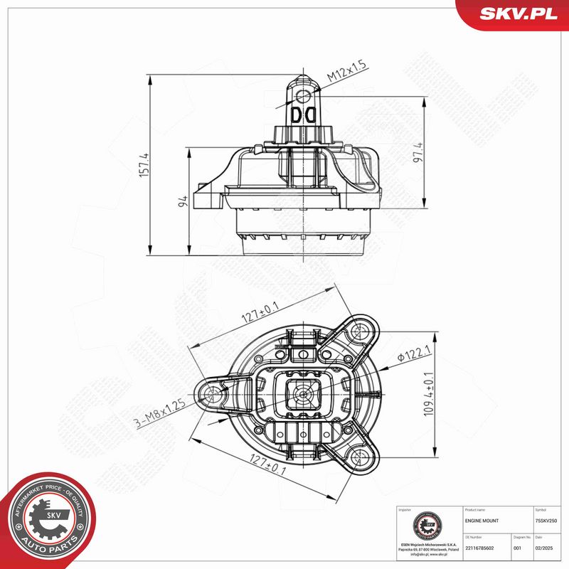 ESEN SKV 75SKV250 Mounting, engine
