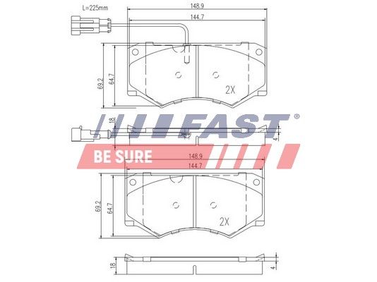 Комплект гальмівних накладок, дискове гальмо, Fast FT29055